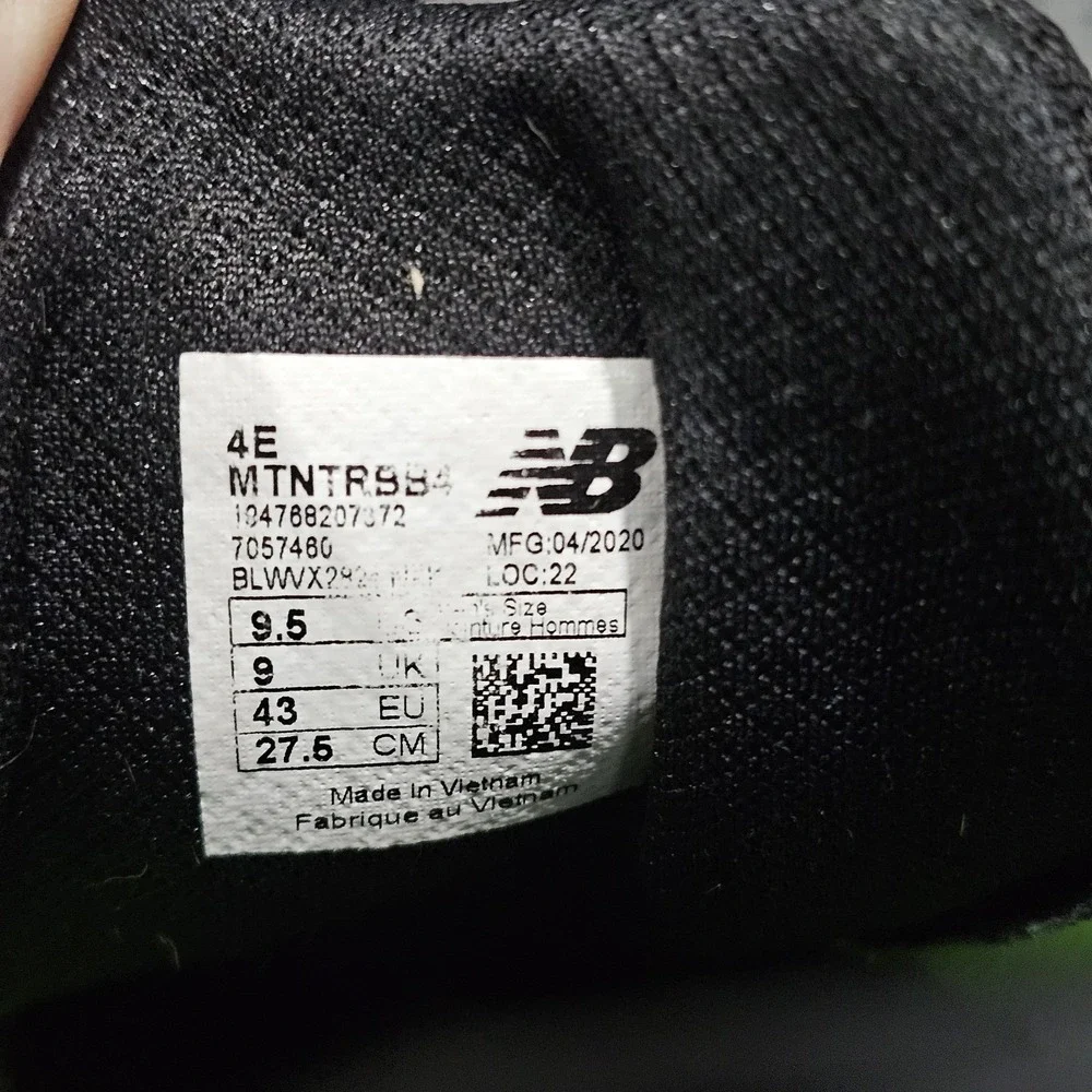 Men's Size 9.5 - New‎ Balance Nitrel v4 'Black Limeade' MTNTRBB4